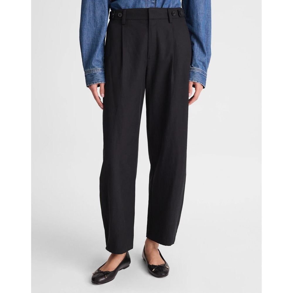 Madewell The Barrel-Leg Pant in Drapey Twill True Black Size 2 NWT